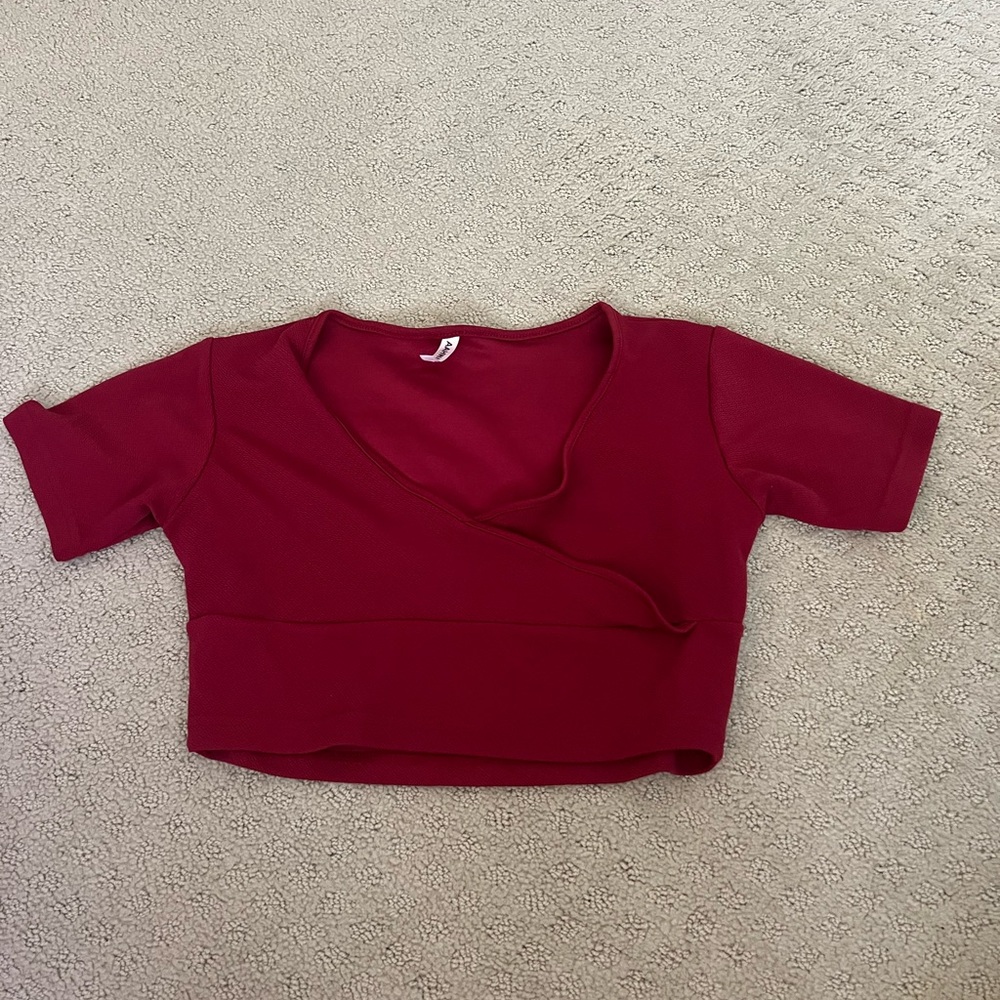 Women's Burgundy Wrap Top